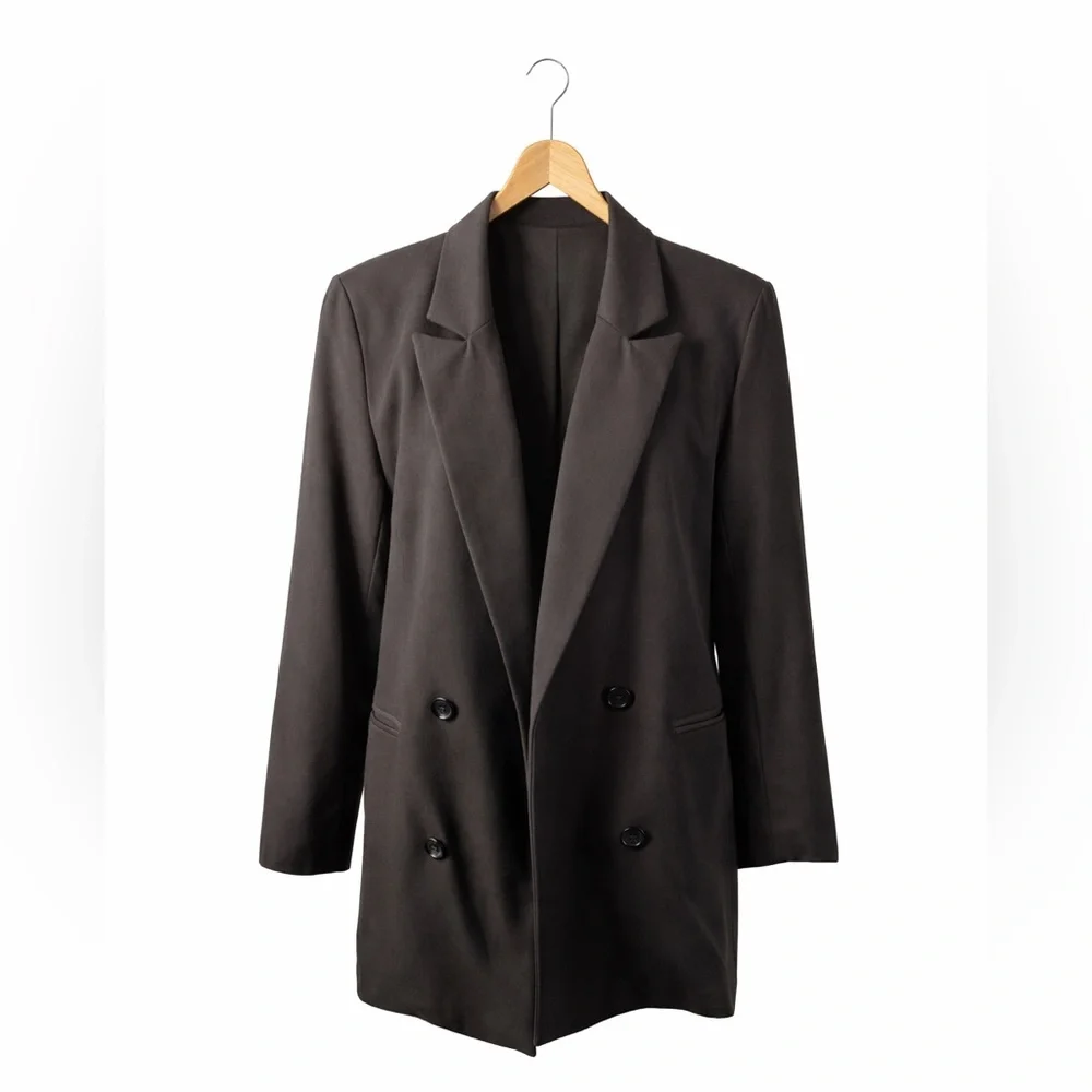 Rachel Zoe Double Breasted Blazer Brown Tailored Office Chic Jacket Size M - Picture 12 of 12